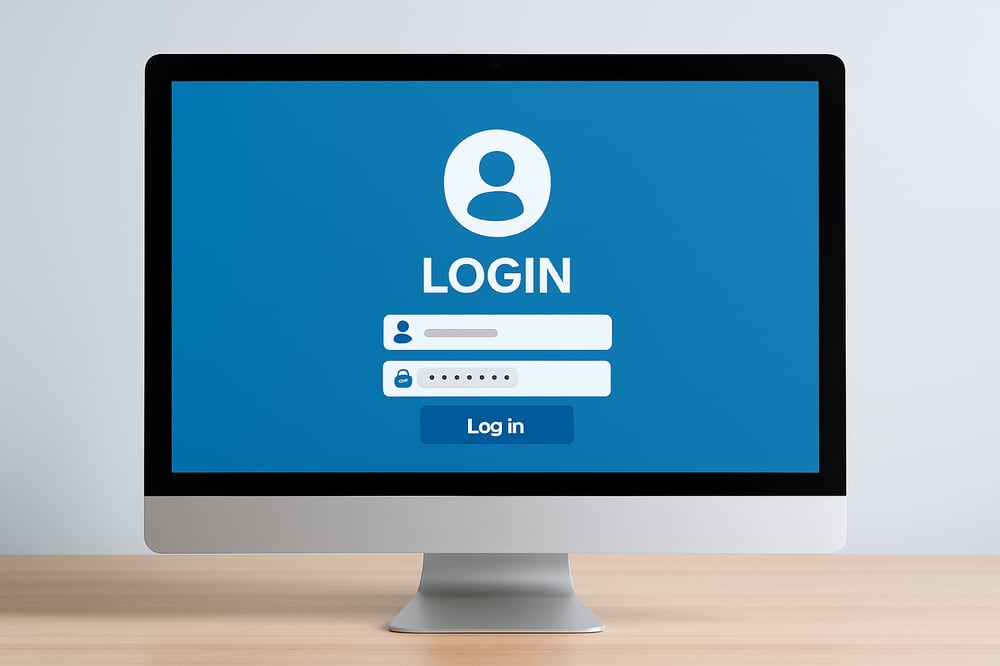 login screen on a computer