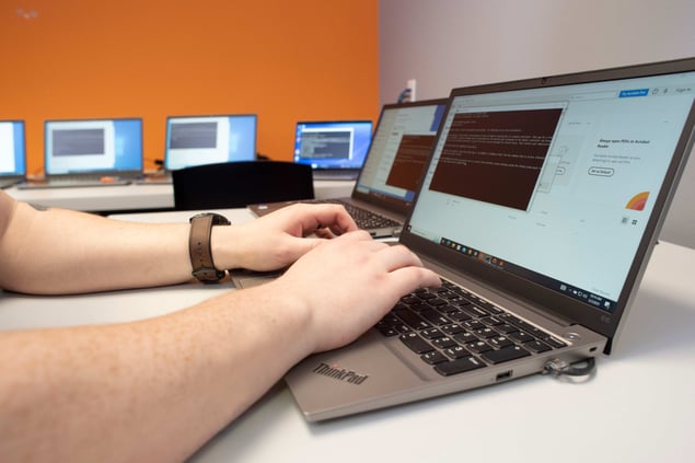 person working on a laptop